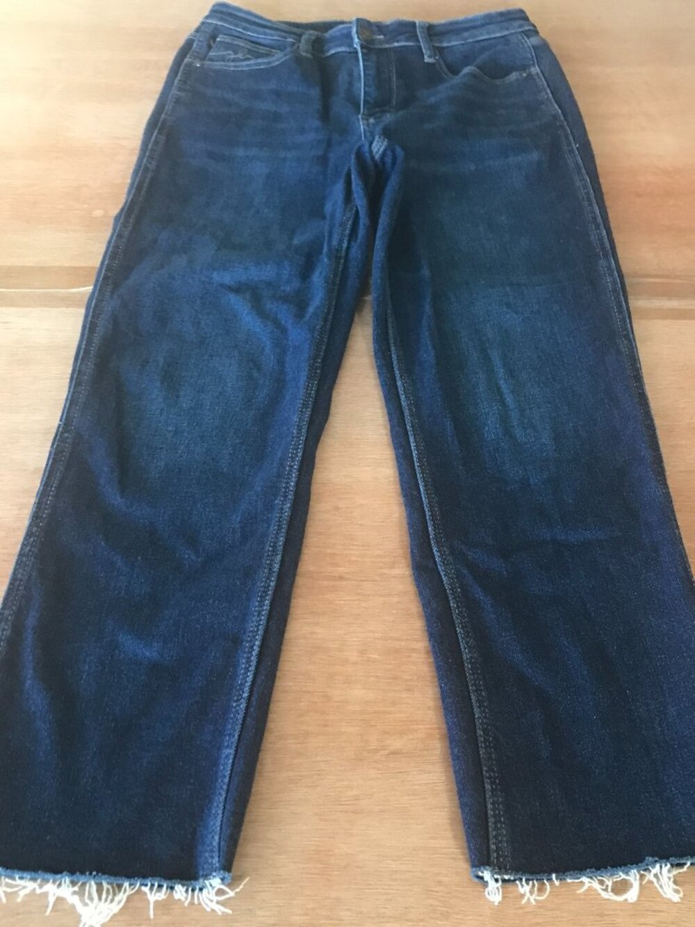 Judy Blue Cropped Straight Jeans Women 9/29 Blue High Rise Raw Hem Dark Wash